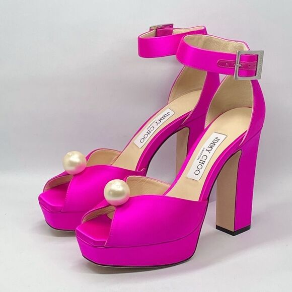 Jimmy Choo Socorie 120 Satin Platform Sandals size 37.5 - Picture 6 of 15